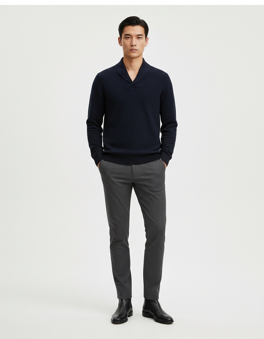 Men's V-Neck Long Sleeve Base Layer Casual Solid Sweater