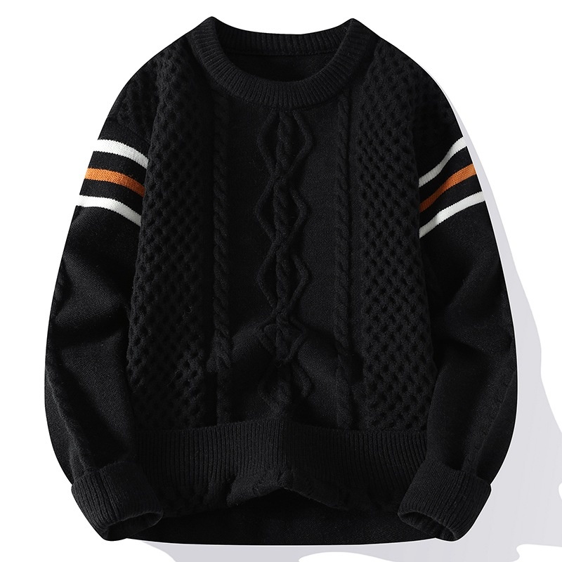 Men's Warm Knit Patchwork Sweater Fashion Casual Knitwear