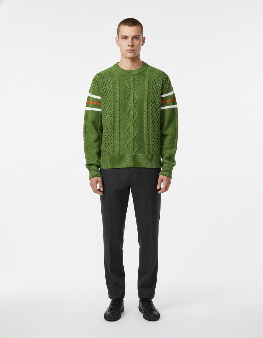 Men's Warm Knit Patchwork Sweater Fashion Casual Knitwear