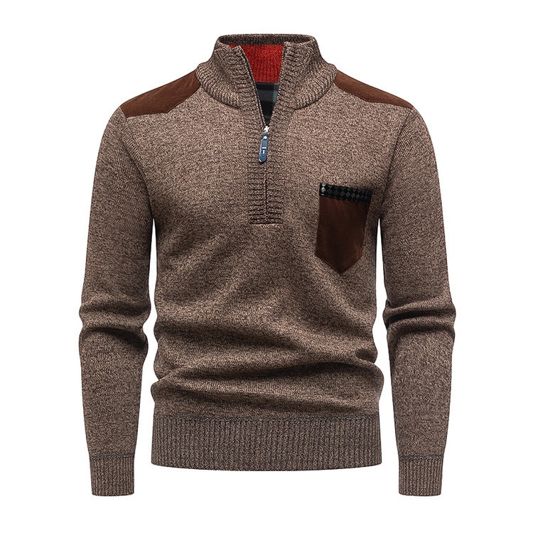 Men's Half-Zip Pullover Sweater Thick Casual Knit Top