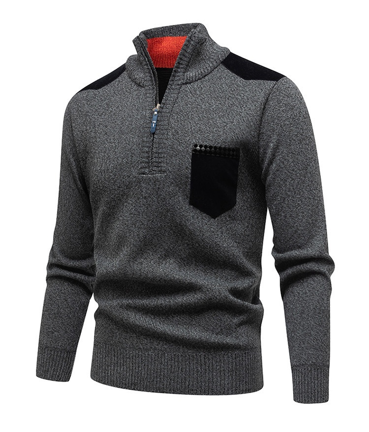 Men's Half-Zip Pullover Sweater Thick Casual Knit Top