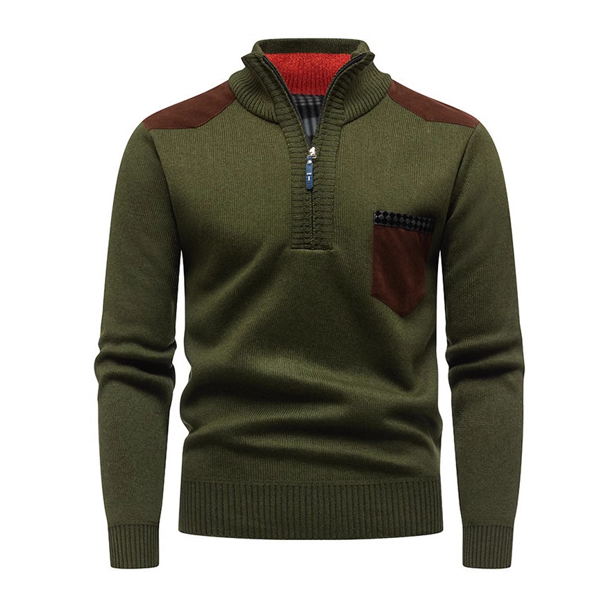 Men's Half-Zip Pullover Sweater Thick Casual Knit Top