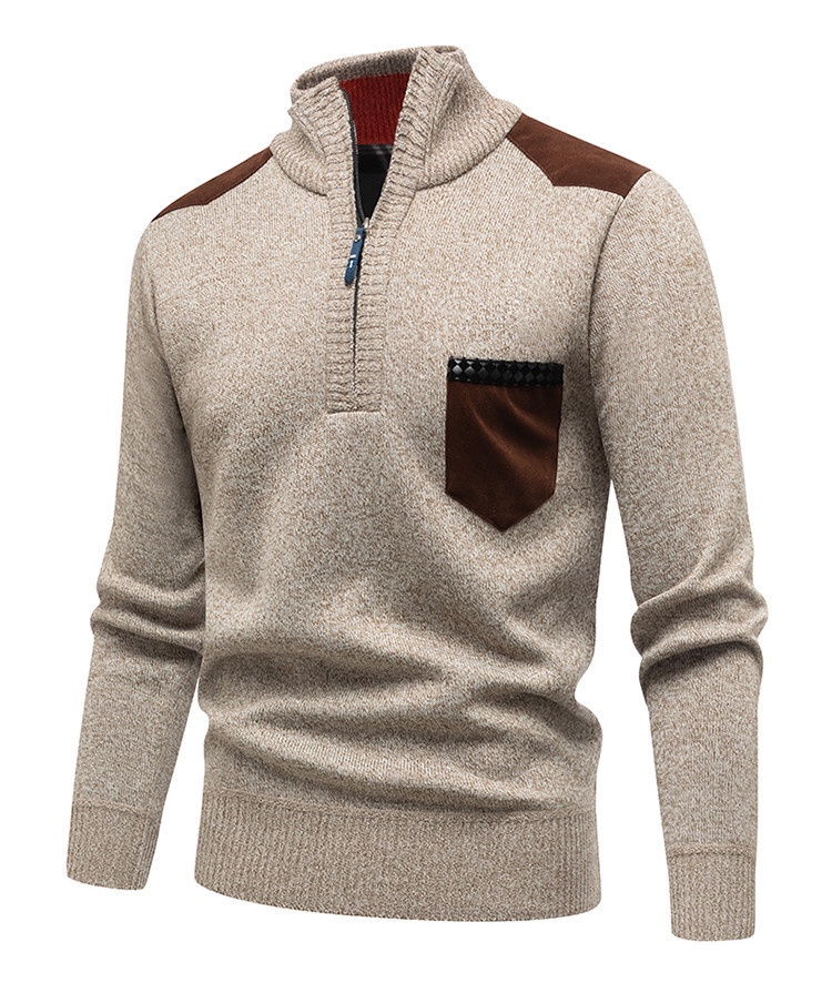 Men's Half-Zip Pullover Sweater Thick Casual Knit Top