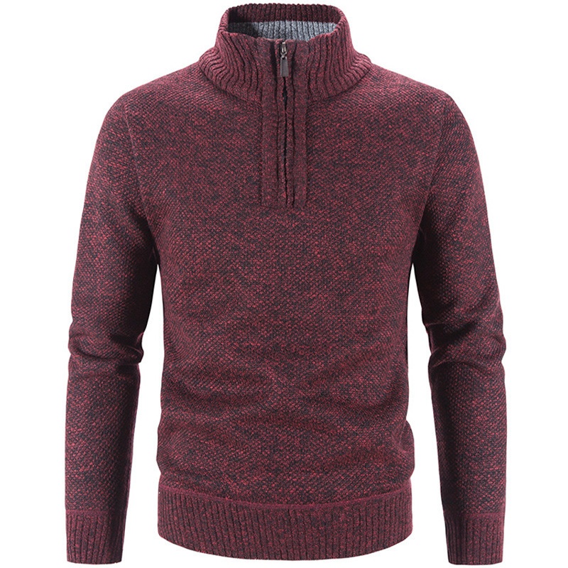 Men's Stand Collar Half-Zip Pullover Thick Casual Winter Knitwear