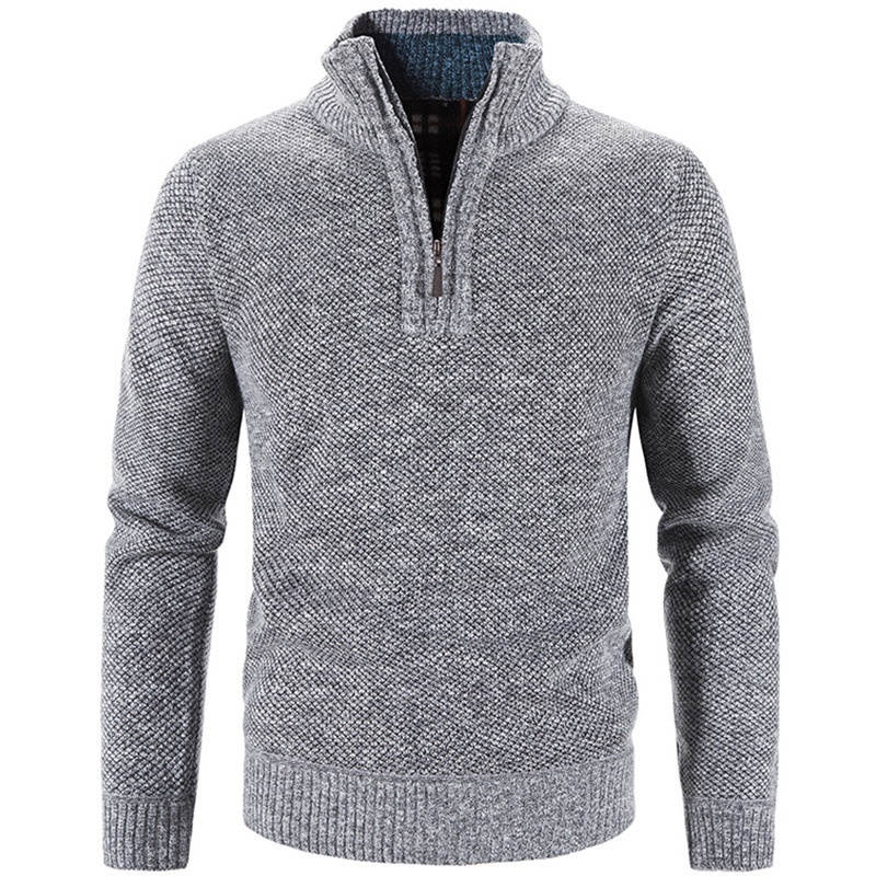 Men's Stand Collar Half-Zip Pullover Thick Casual Winter Knitwear