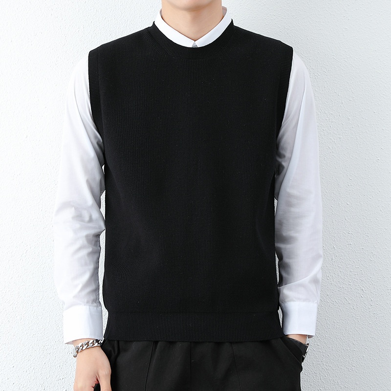 Men's Minimalist Sleeveless Knit Vest Crewneck Casual Sweater Tank