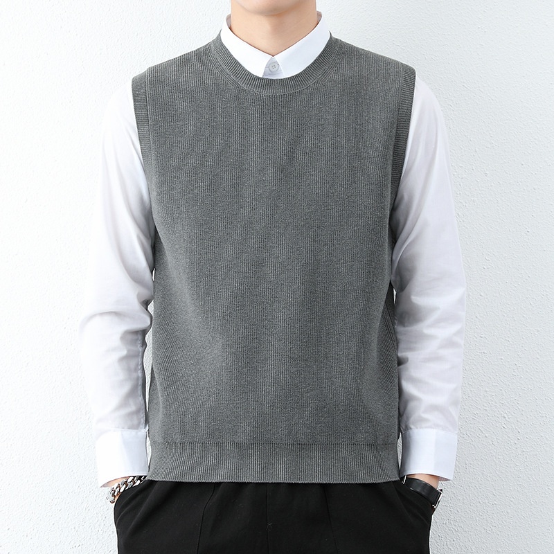 Men's Minimalist Sleeveless Knit Vest Crewneck Casual Sweater Tank