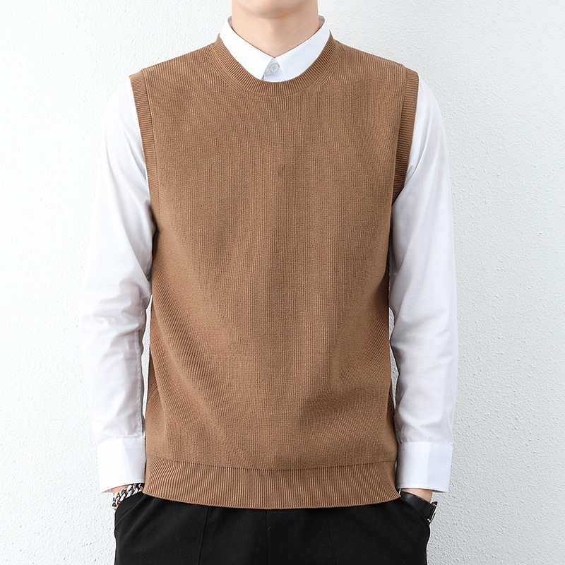 Men's Minimalist Sleeveless Knit Vest Crewneck Casual Sweater Tank