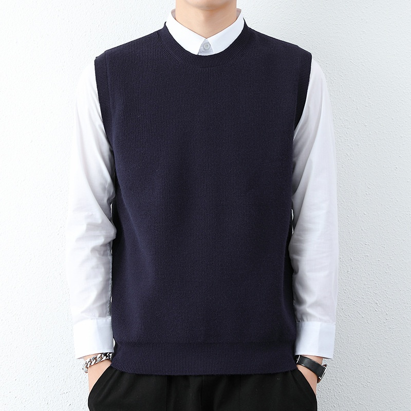 Men's Minimalist Sleeveless Knit Vest Crewneck Casual Sweater Tank