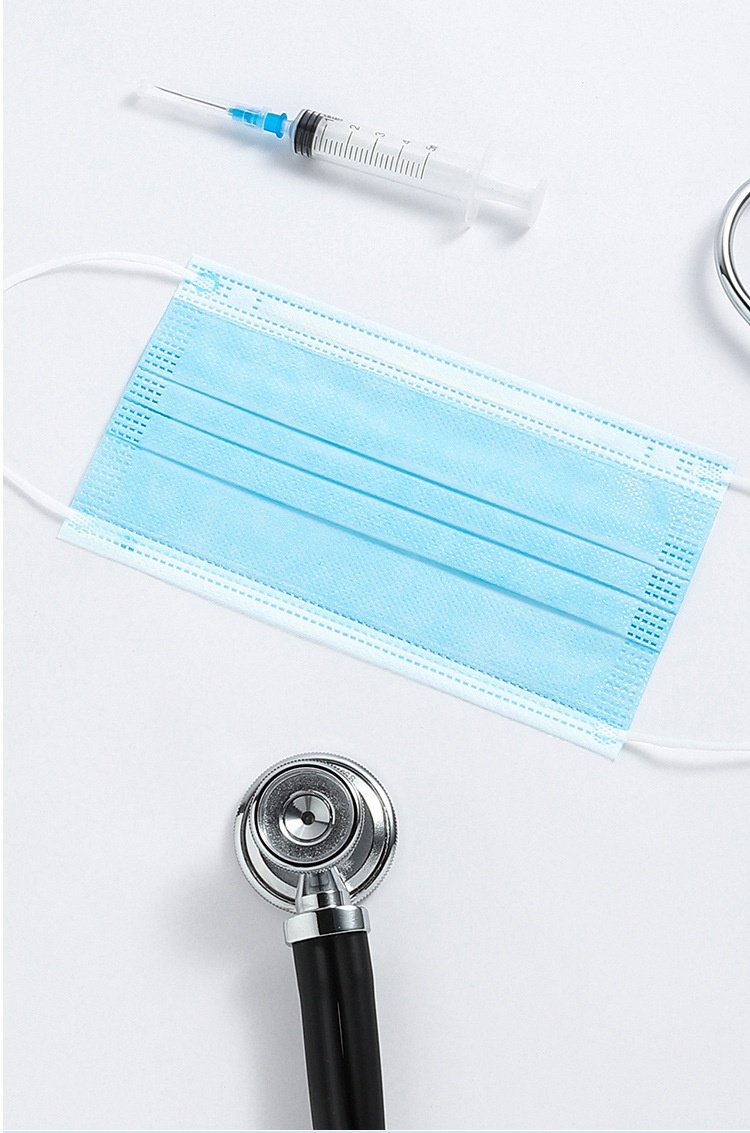 Masques faciaux jetables pour adultes, 3 couches, anti-virus, efficacité de filtration bactérienne (EFB) ≥ 95 %, emballés individuellement, boîte de 50.