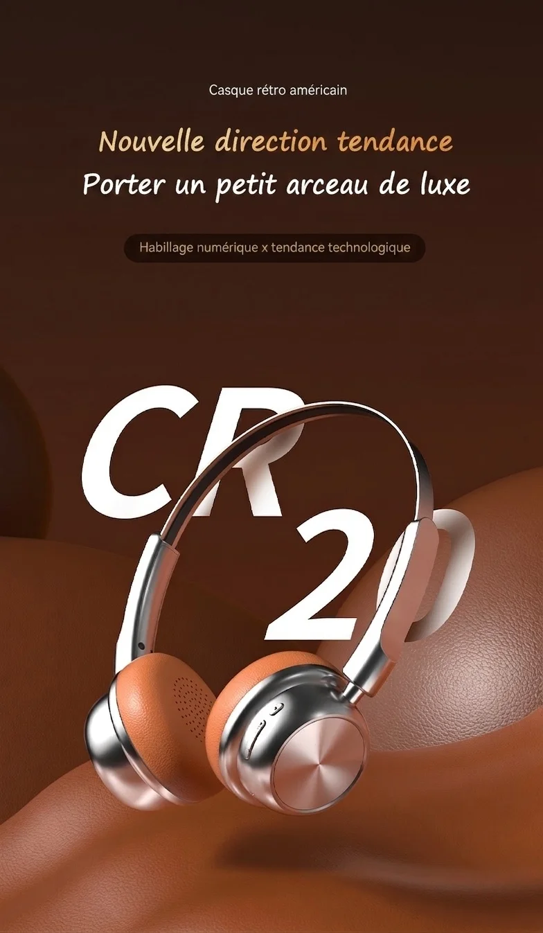 Casque audio rétro sans fil Bluetooth 5.4 supra-auriculaire