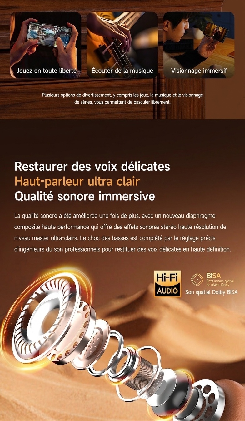 Casque audio rétro sans fil Bluetooth 5.4 supra-auriculaire