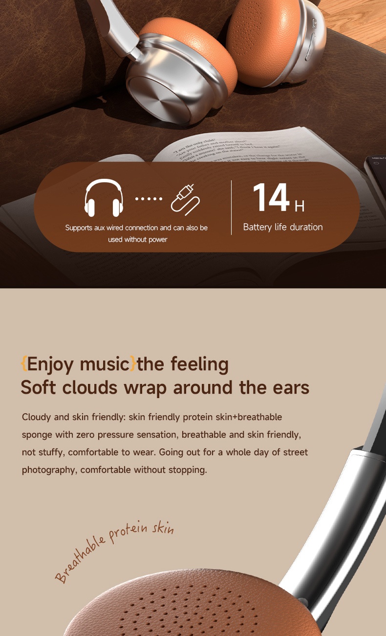 Retro Wireless Headphones Bluetooth 5.4 Over-Ear Headset