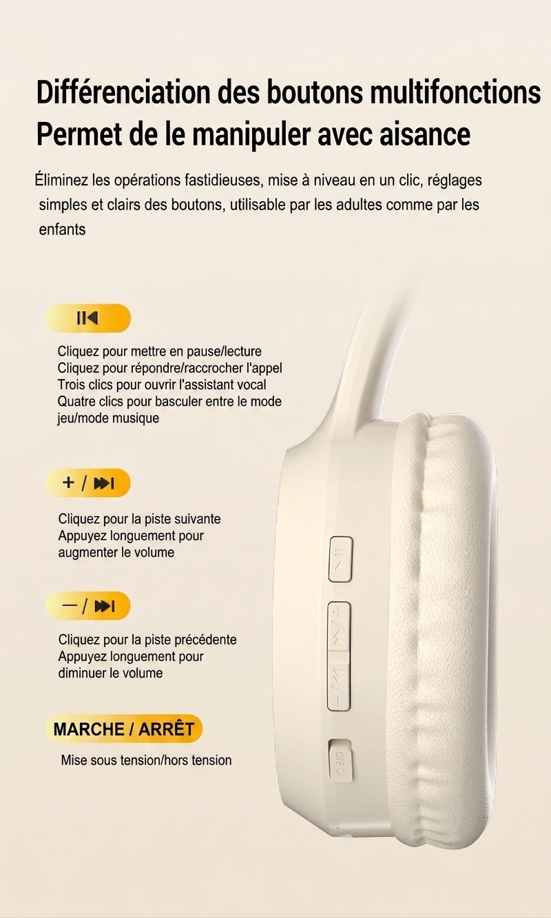 Casque sans fil Bluetooth 6.0 | Audio haute résolution et autonomie de 15 h