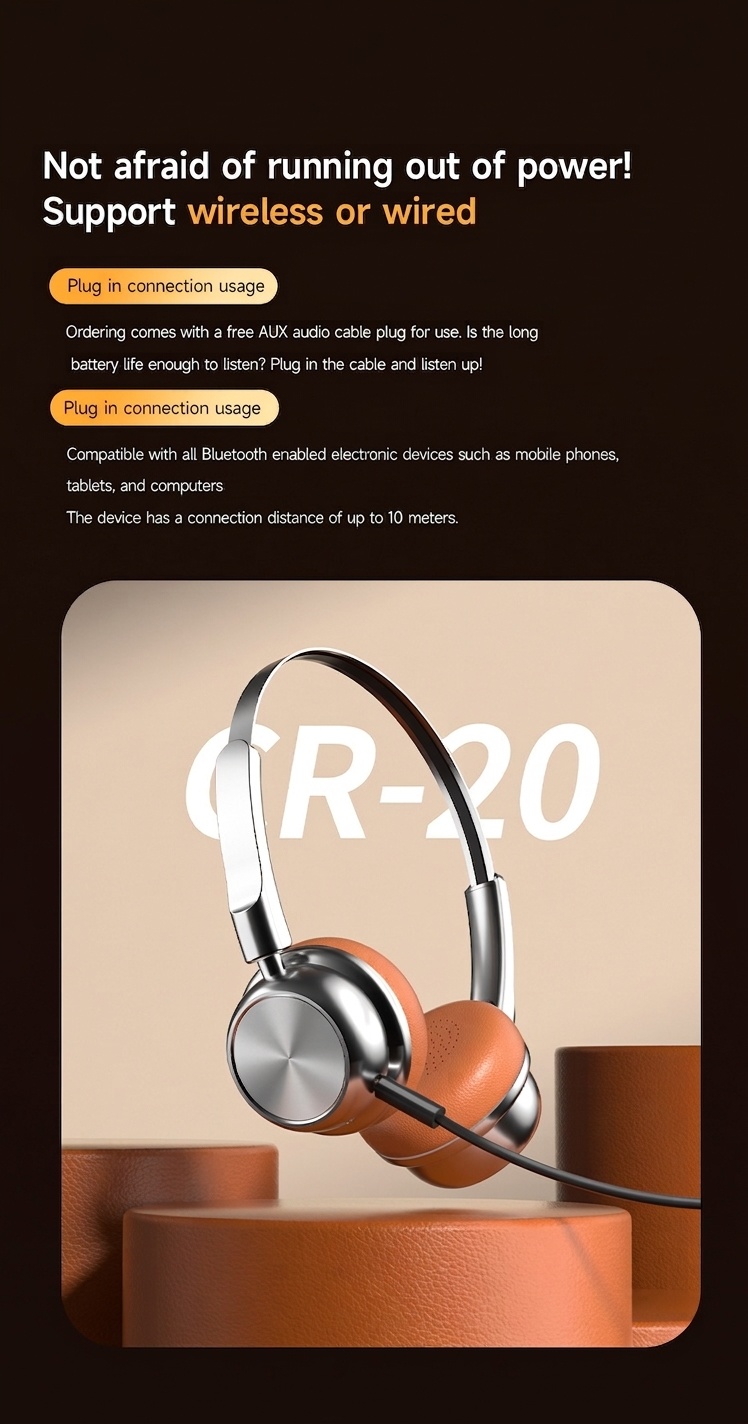 Retro Wireless Headphones Bluetooth 5.4 Over-Ear Headset