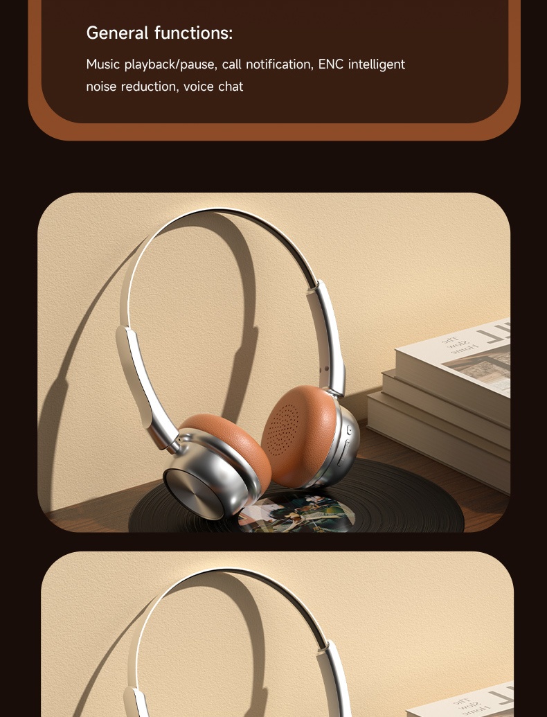 Retro Wireless Headphones Bluetooth 5.4 Over-Ear Headset