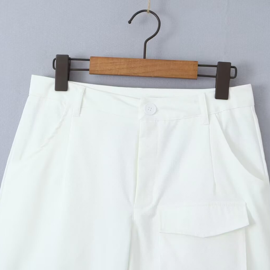 Women's Low Waist Cargo Pants with 3D Pockets KUN-00032