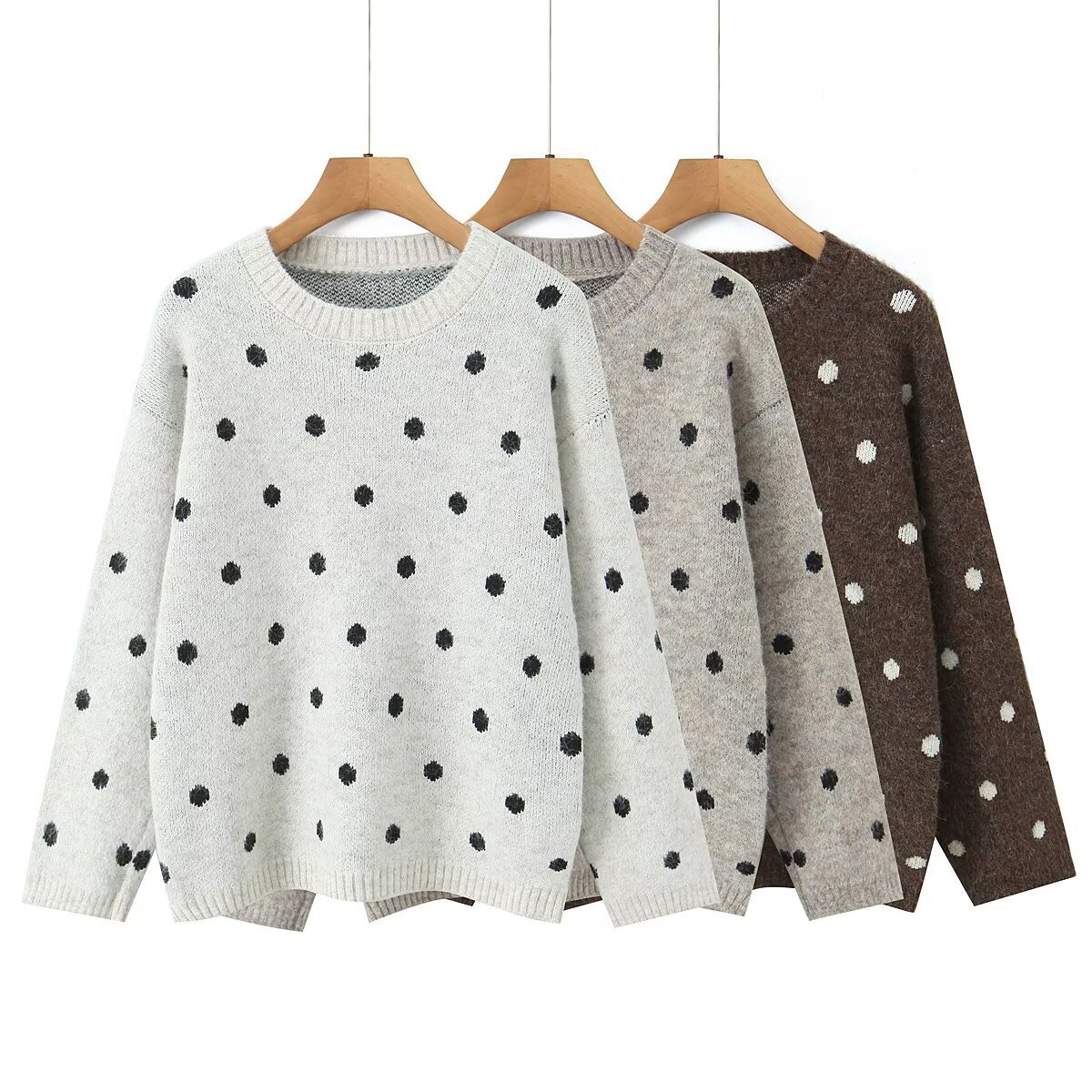 Knit Sweater Polka Dot Stylish Pullover KUN-00004