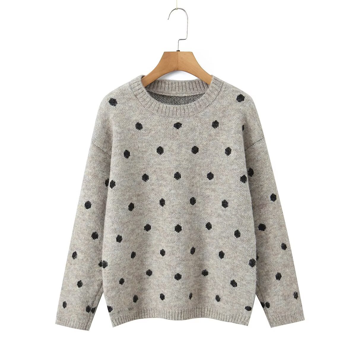 Knit Sweater Polka Dot Stylish Pullover KUN-00004
