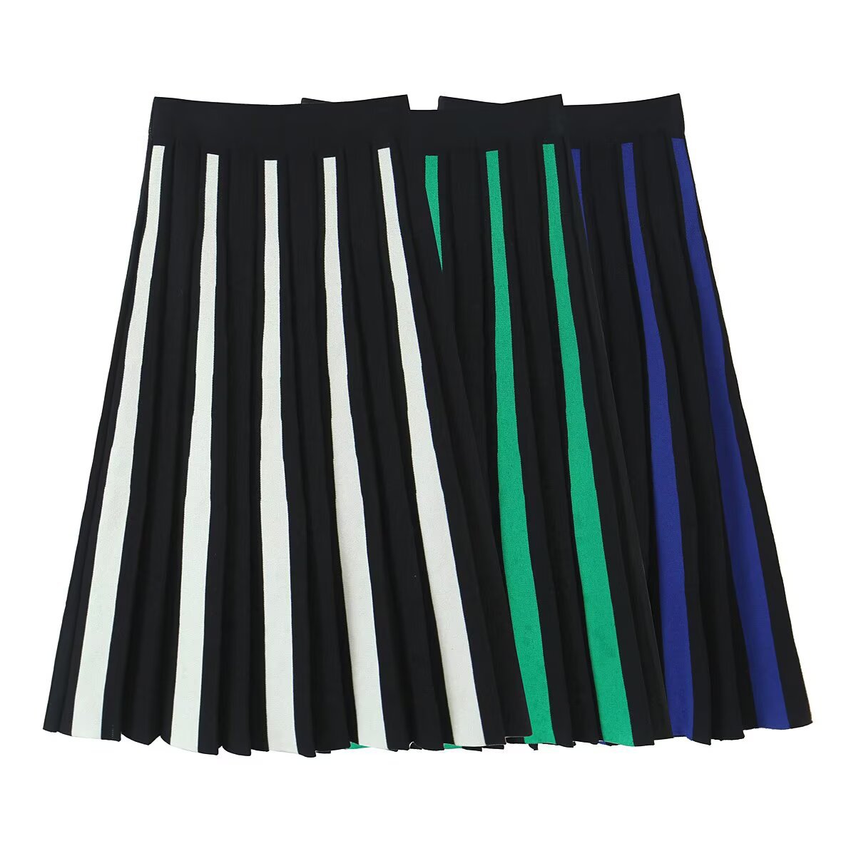 Knit Striped Midi Skirt - European Style KUN-00018