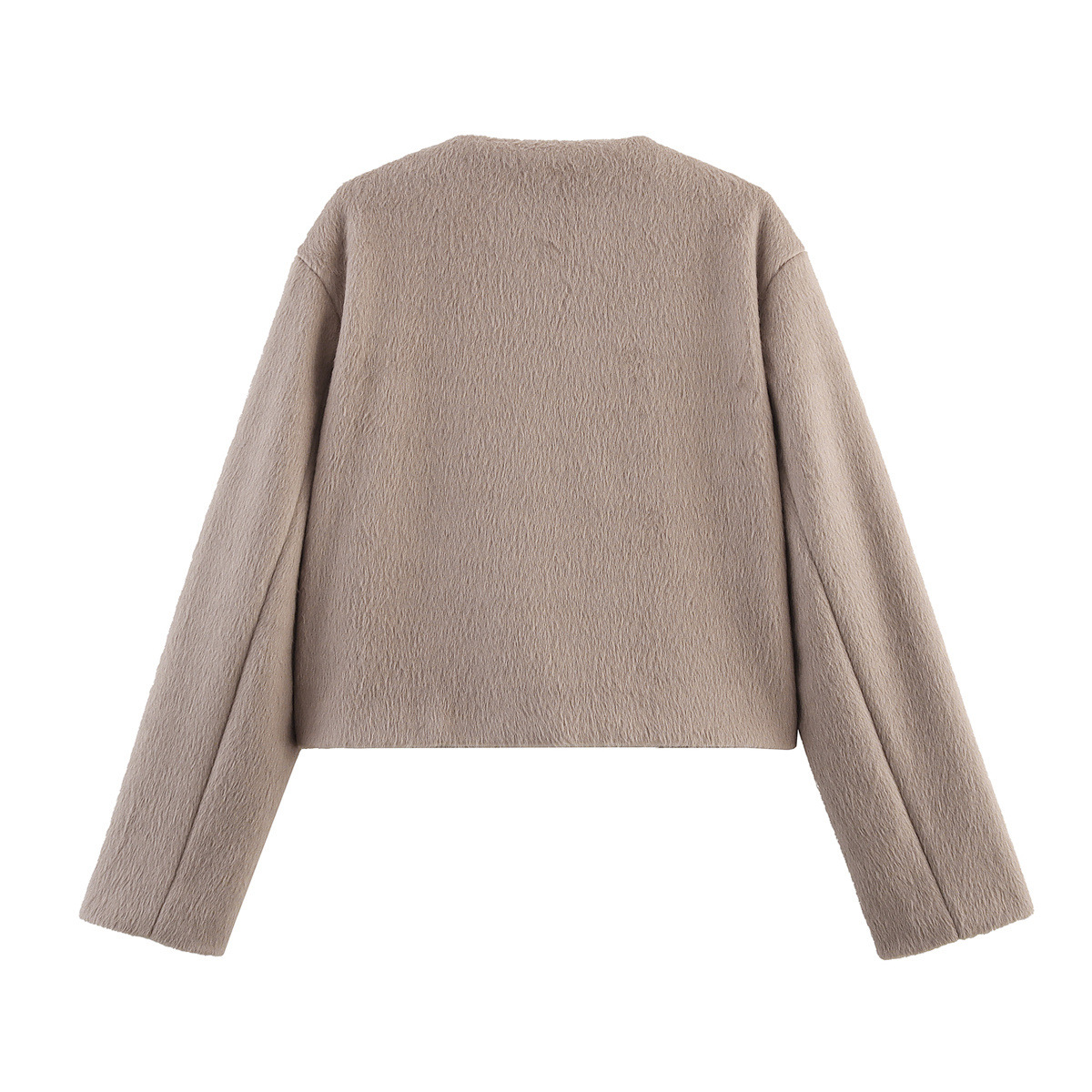 Chaqueta de cuello redondo de mezcla de lana - Prenda de abrigo informal y elegante KUN-00090