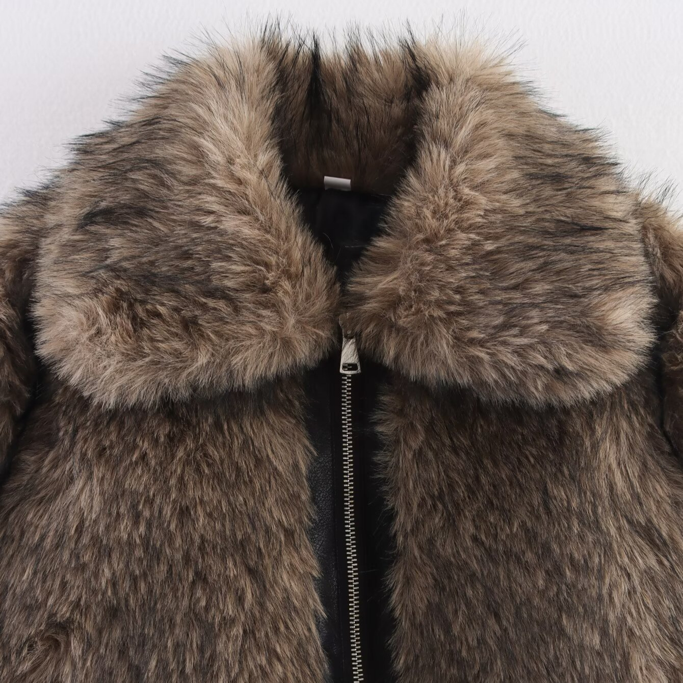 Chaqueta de piel sintética con bloques de color - Prendas de abrigo informales de moda KUN-00085