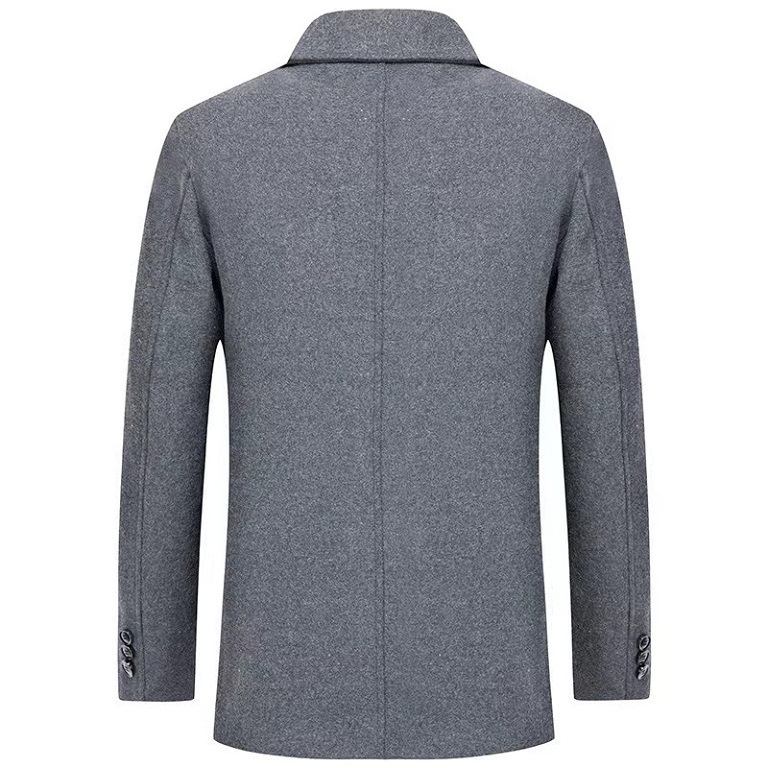 Trench-coat en laine à revers pour homme - Veste tendance en laine épaisse doublée polaire