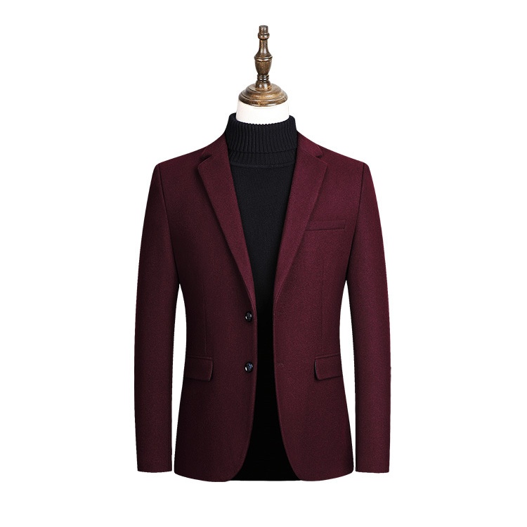 Men’s Autumn/Winter Woolen Small Blazer  - Casual Business Woolen Suit 