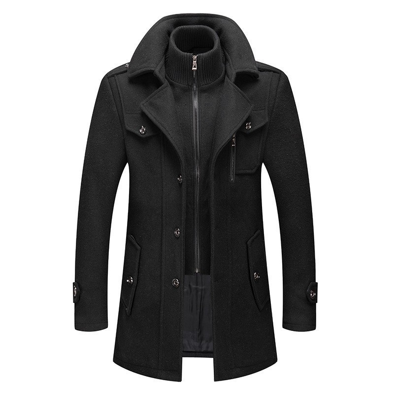 Trench-coat homme à double col - Coupe standard avec fermeture éclair verticale