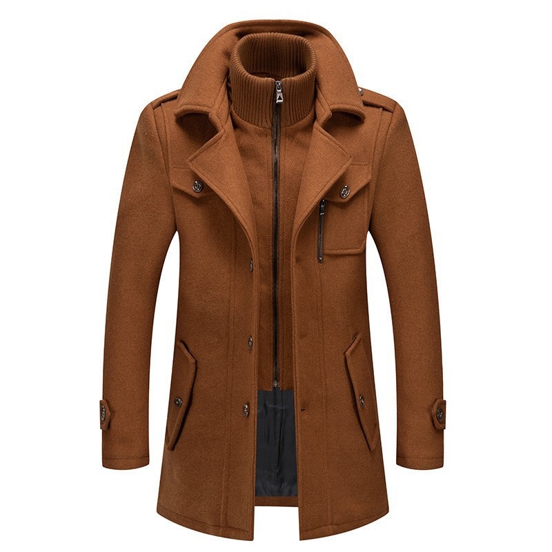 Trench-coat homme à double col - Coupe standard avec fermeture éclair verticale