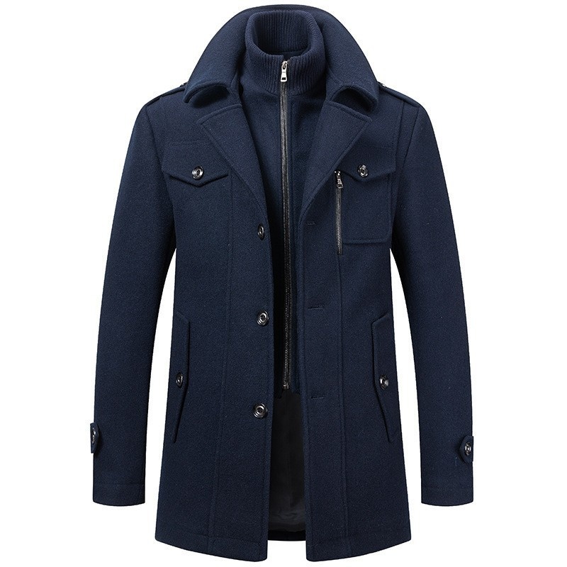 Trench-coat homme à double col - Coupe standard avec fermeture éclair verticale