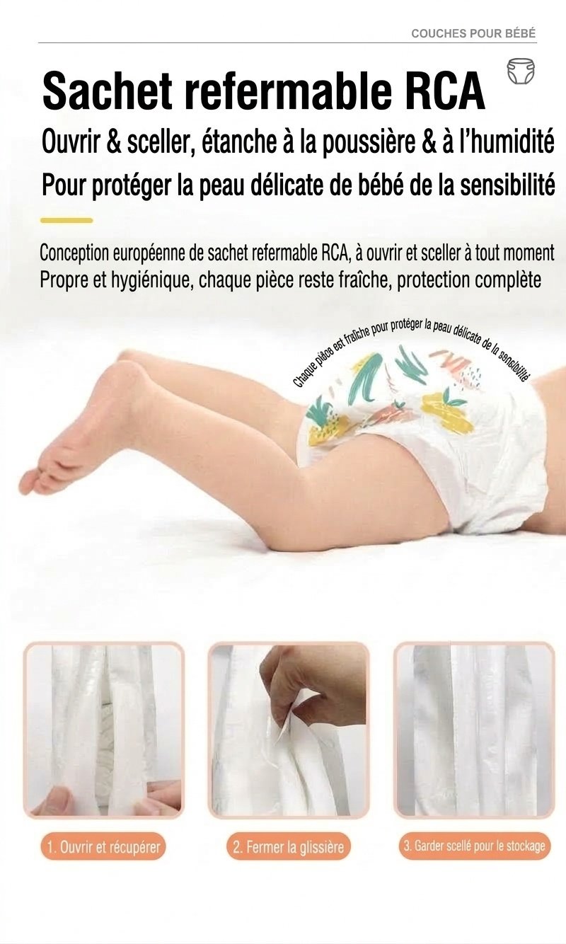 Uber.bear Culottes d'apprentissage ultra-minces et respirantes pour bébé, couches-culottes anti-fuites à 360° (paquet de 10)