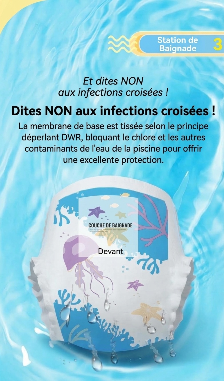 Couches de bain réutilisables pour bébé Uber Bear, culottes de natation pour nourrissons avec taille élastique à 360° et protection anti-fuites (paquet de 4)
