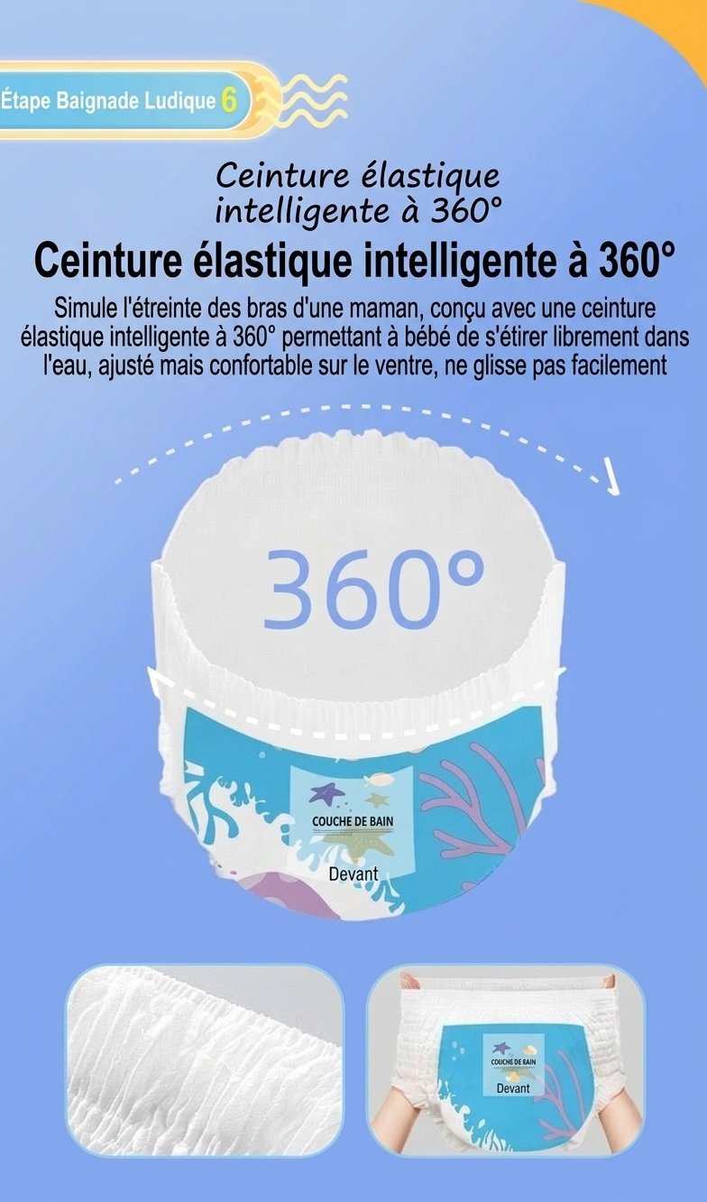 Couches de bain réutilisables pour bébé Uber Bear, culottes de natation pour nourrissons avec taille élastique à 360° et protection anti-fuites (paquet de 4)