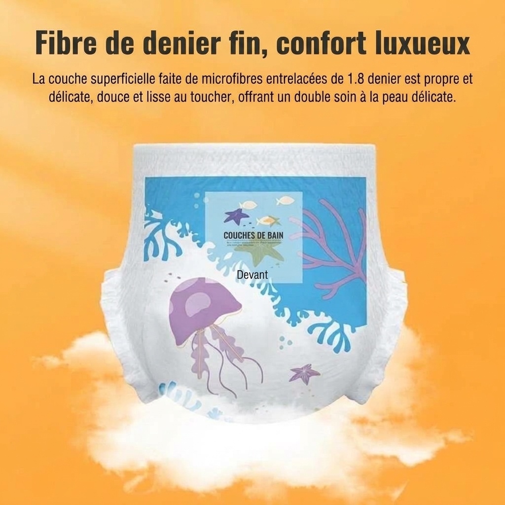 Couches de bain réutilisables pour bébé Uber Bear, culottes de natation pour nourrissons avec taille élastique à 360° et protection anti-fuites (paquet de 4)