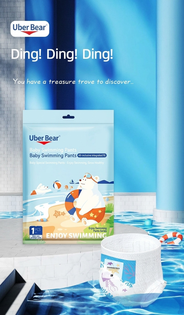Pannolini da bagno riutilizzabili Uber Bear per neonati, con elastico in vita a 360° e impermeabili (confezione da 4)