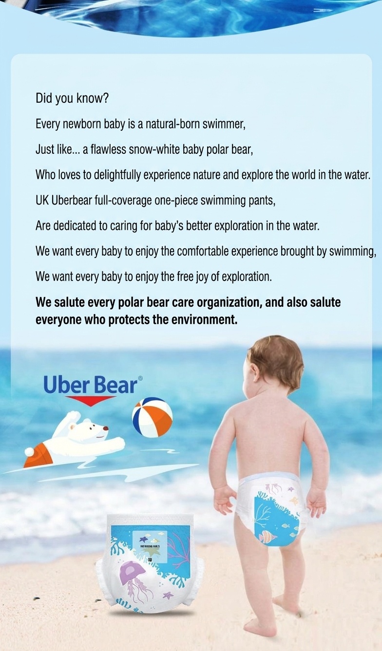 Pannolini da bagno riutilizzabili Uber Bear per neonati, con elastico in vita a 360° e impermeabili (confezione da 4)