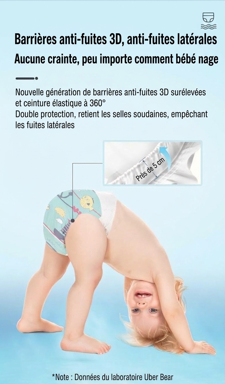 Couches pour bébé Uber Bear ultra-minces et respirantes, culottes d'apprentissage jetables anti-fuites