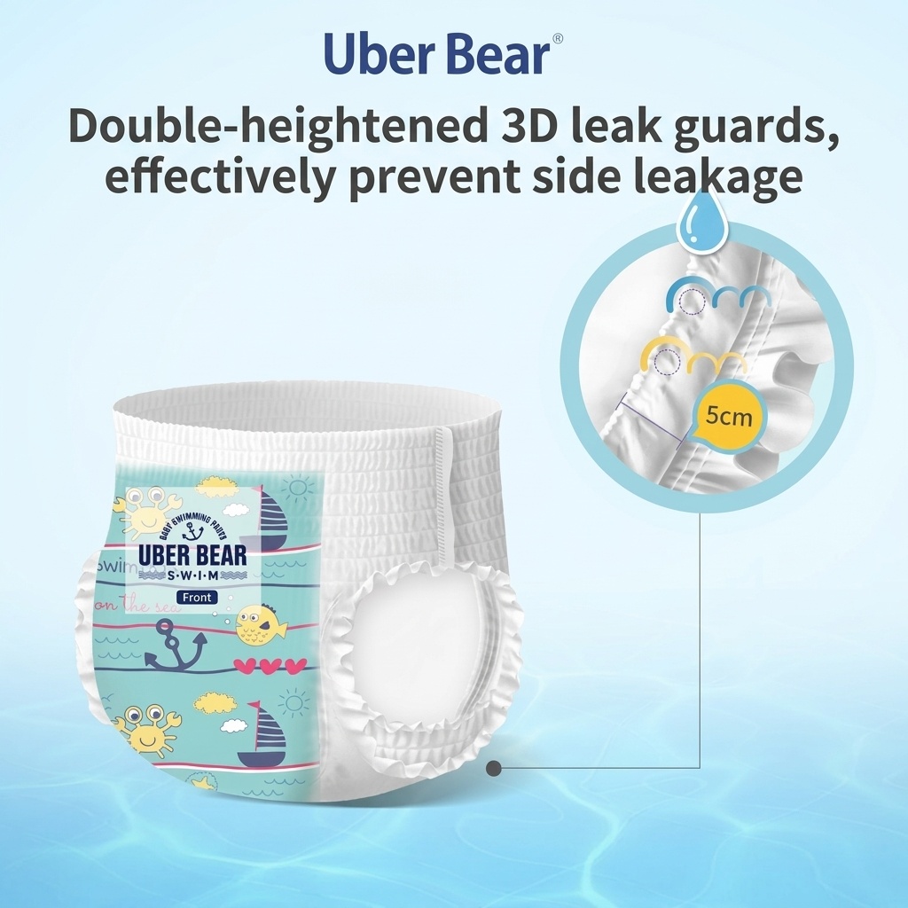 Pannolini per neonati Uber Bear ultra sottili e traspiranti, mutandine usa e getta a prova di perdite per l'addestramento alla pulizia.