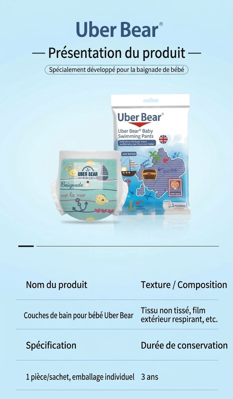 Couches pour bébé Uber Bear ultra-minces et respirantes, culottes d'apprentissage jetables anti-fuites