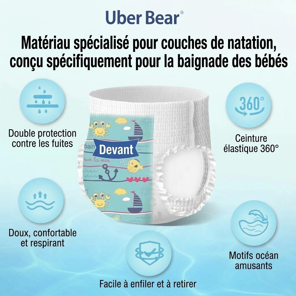 Couches pour bébé Uber Bear ultra-minces et respirantes, culottes d'apprentissage jetables anti-fuites
