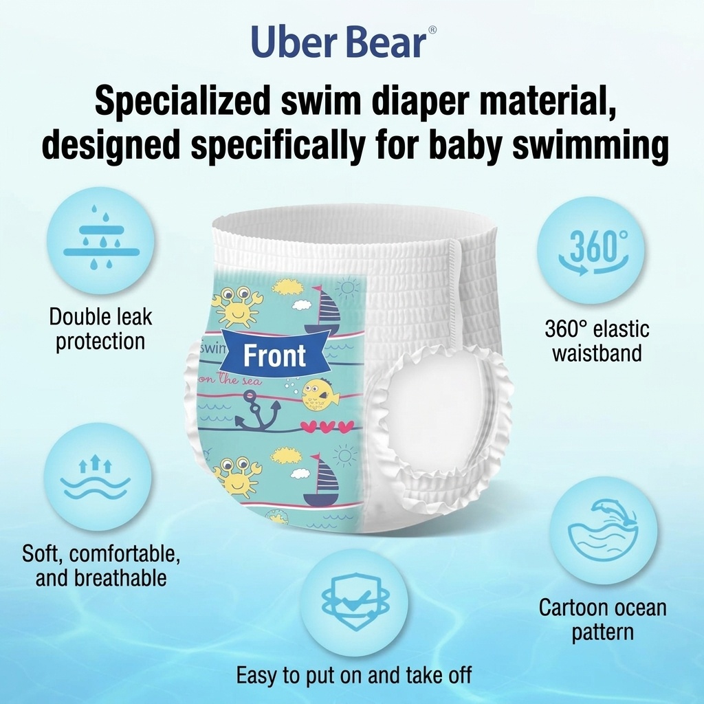 Pannolini per neonati Uber Bear ultra sottili e traspiranti, mutandine usa e getta a prova di perdite per l'addestramento alla pulizia.