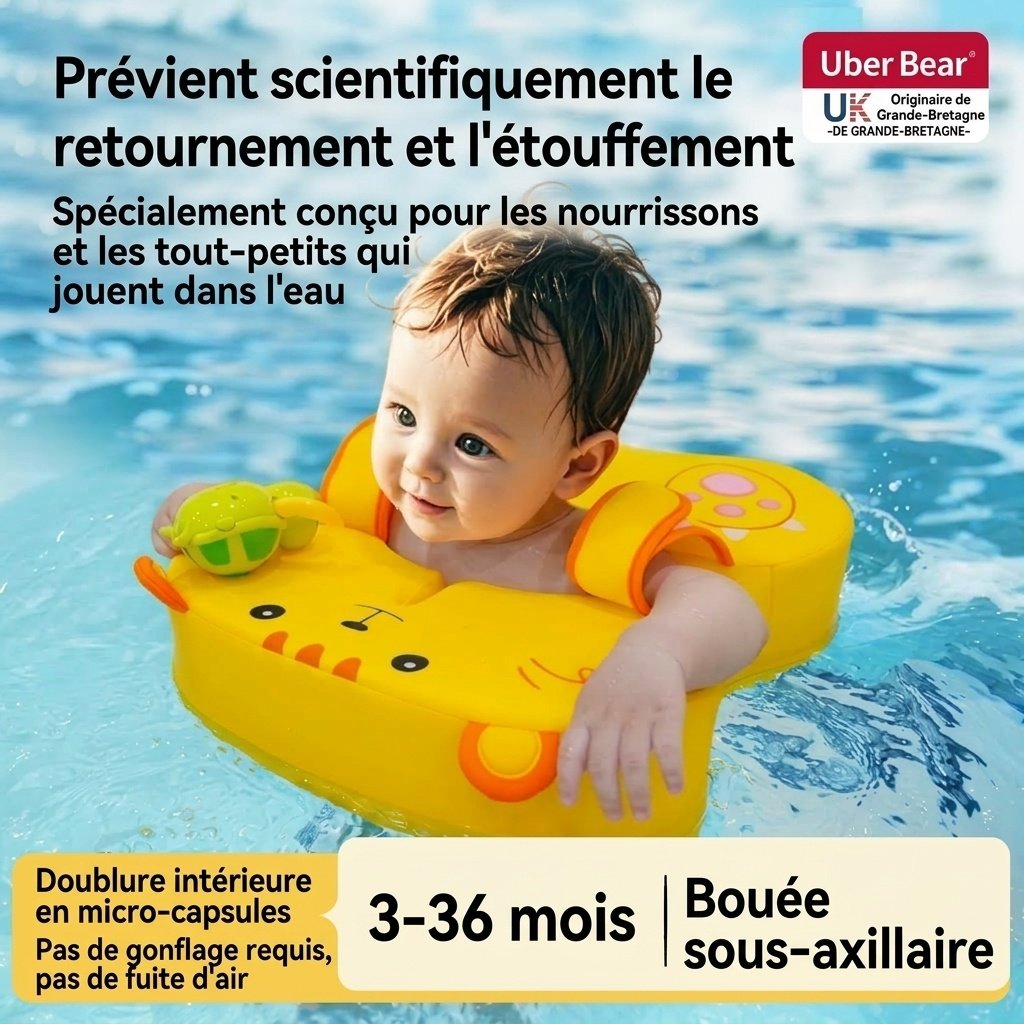 Bouée de natation non gonflable pour bébé avec harnais de sécurité, anti-retournement pour bébé (3-36 mois)