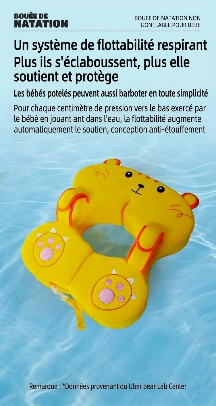 Bouée de natation non gonflable pour bébé avec harnais de sécurité, anti-retournement pour bébé (3-36 mois)