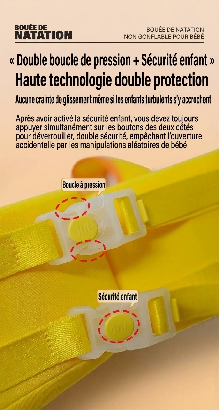 Bouée de natation non gonflable pour bébé avec harnais de sécurité, anti-retournement pour bébé (3-36 mois)