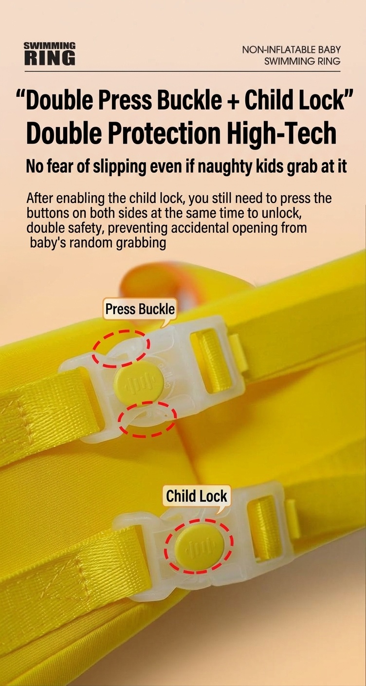 Salvagente non gonfiabile per neonati con imbracatura di sicurezza, anti-ribaltamento per bambini in piscina (3-36 mesi)