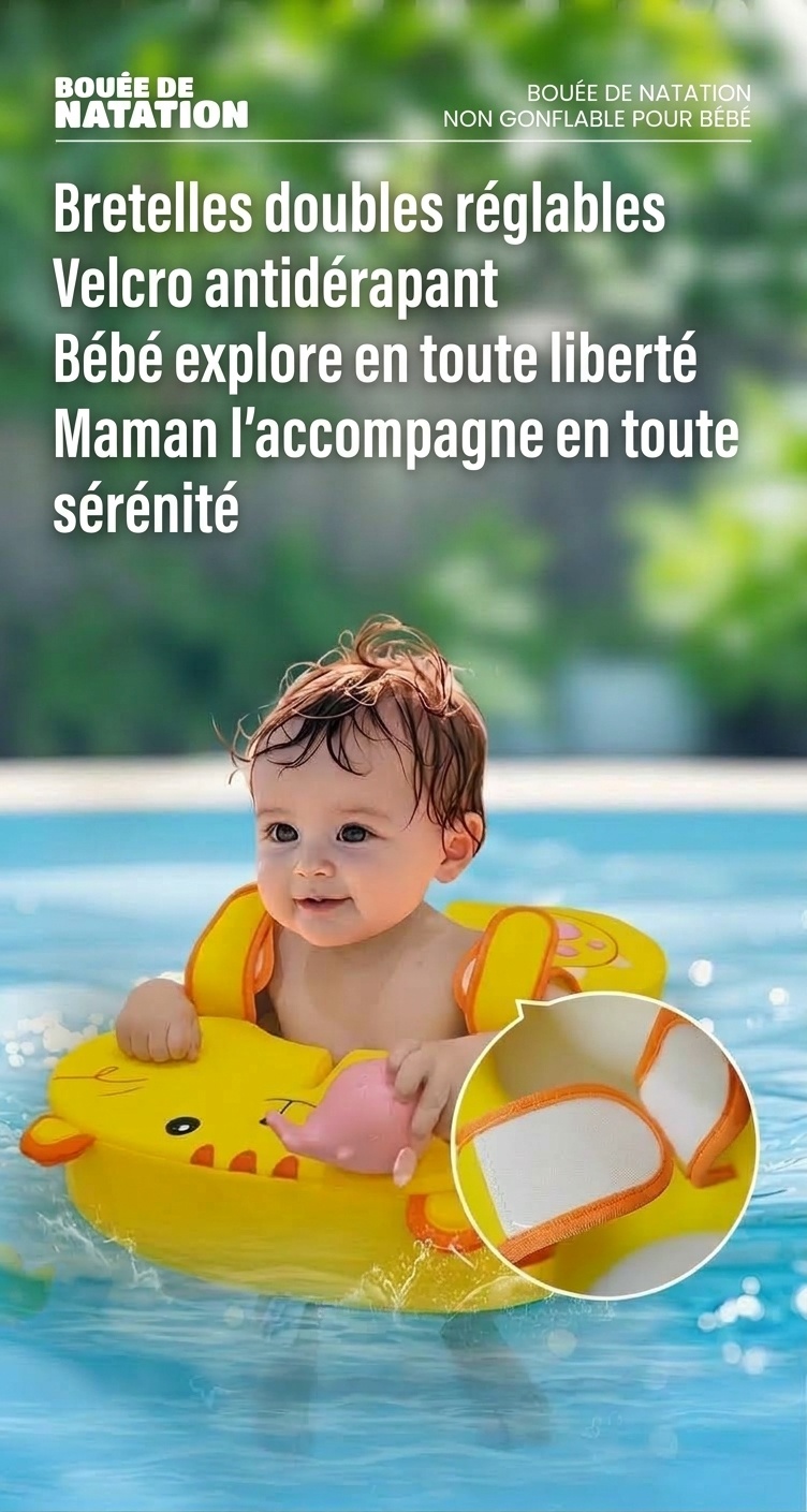 Bouée de natation non gonflable pour bébé avec harnais de sécurité, anti-retournement pour bébé (3-36 mois)