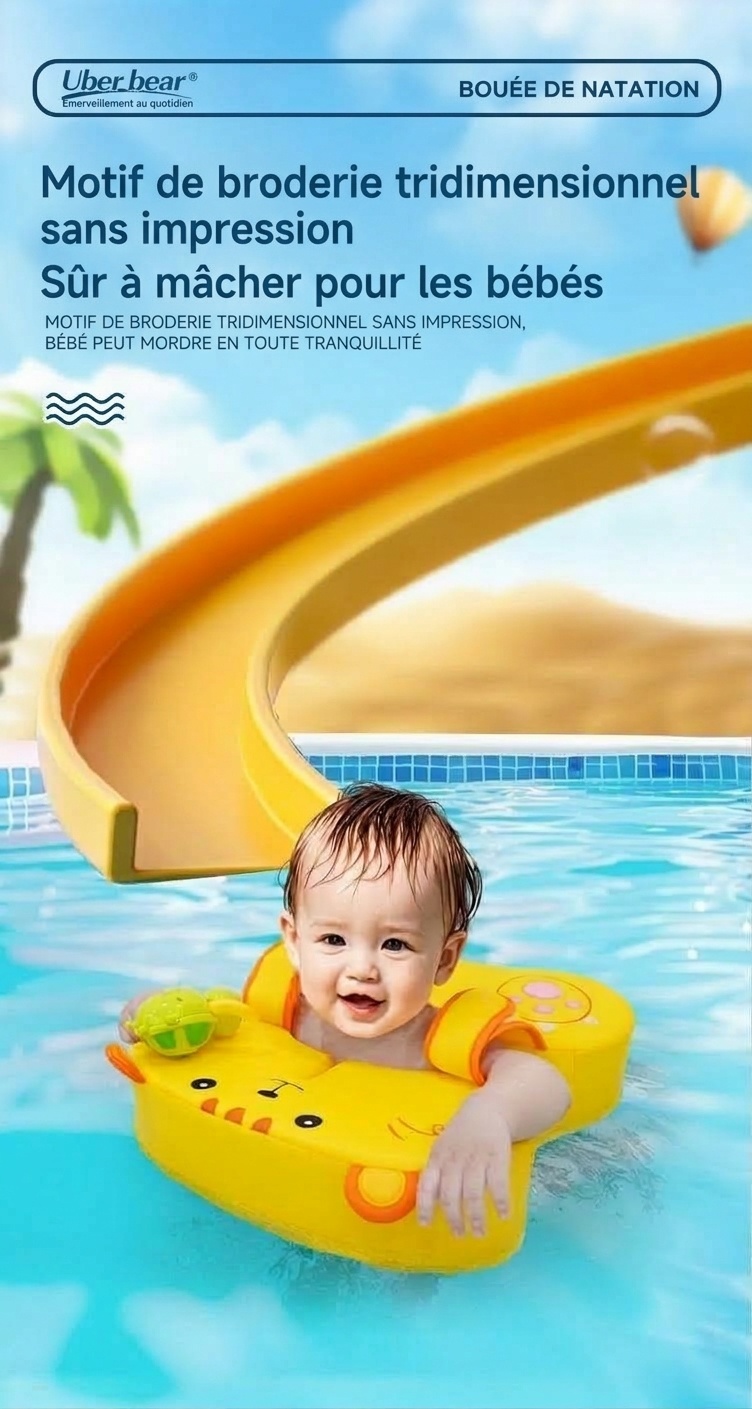 Bouée de natation non gonflable pour bébé avec harnais de sécurité, anti-retournement pour bébé (3-36 mois)