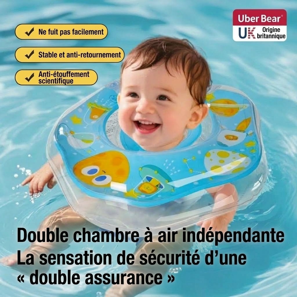 Bouée de natation pour bébé avec double airbag, anti-retournement, pour baignoire et piscine.