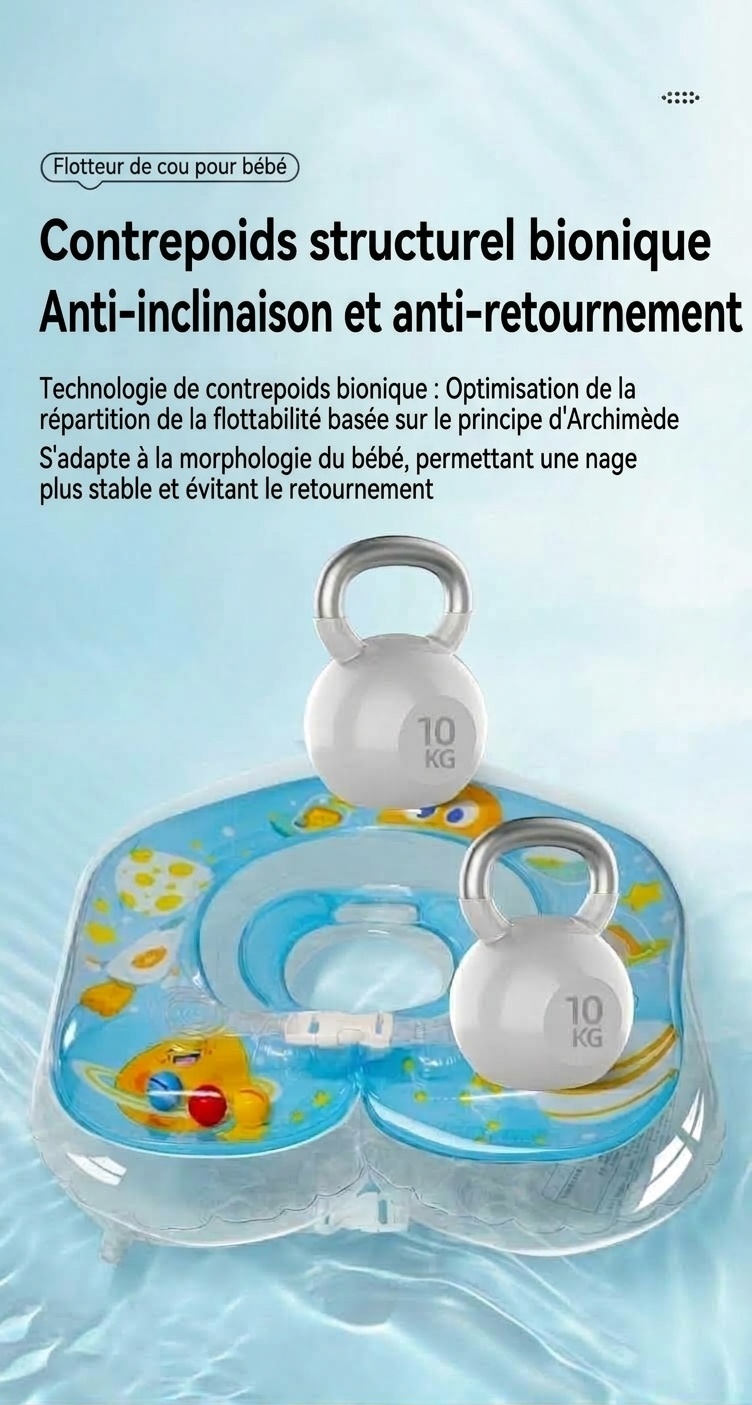 Bouée de natation pour bébé avec double airbag, anti-retournement, pour baignoire et piscine.